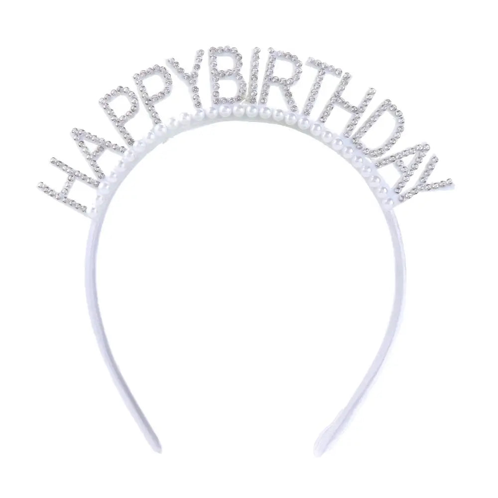 Rhinestone Crown Happy Birthday Headband – Queen Hair Hoop Birthday Headband Axl B