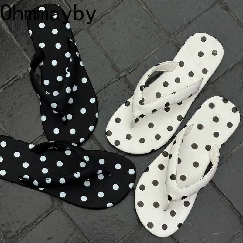 Polka Dot Clip Toe Women's Slippers – Summer Beach Flip Flops Women's Summer Slippers Axl
