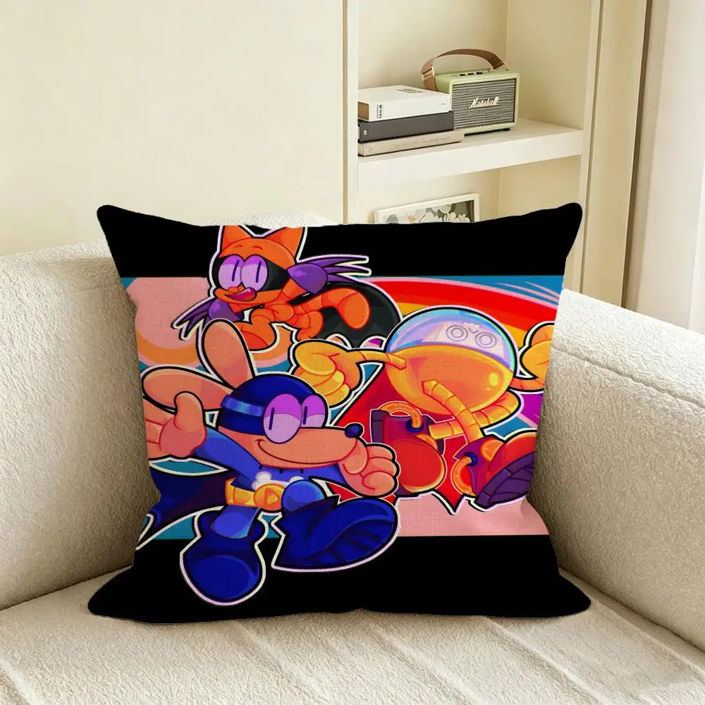Cartoon Dog & Man Linen Cushion Cover – Sofa, Bed & Chair Decorative Cushion Cover Axl White5 60X60cm