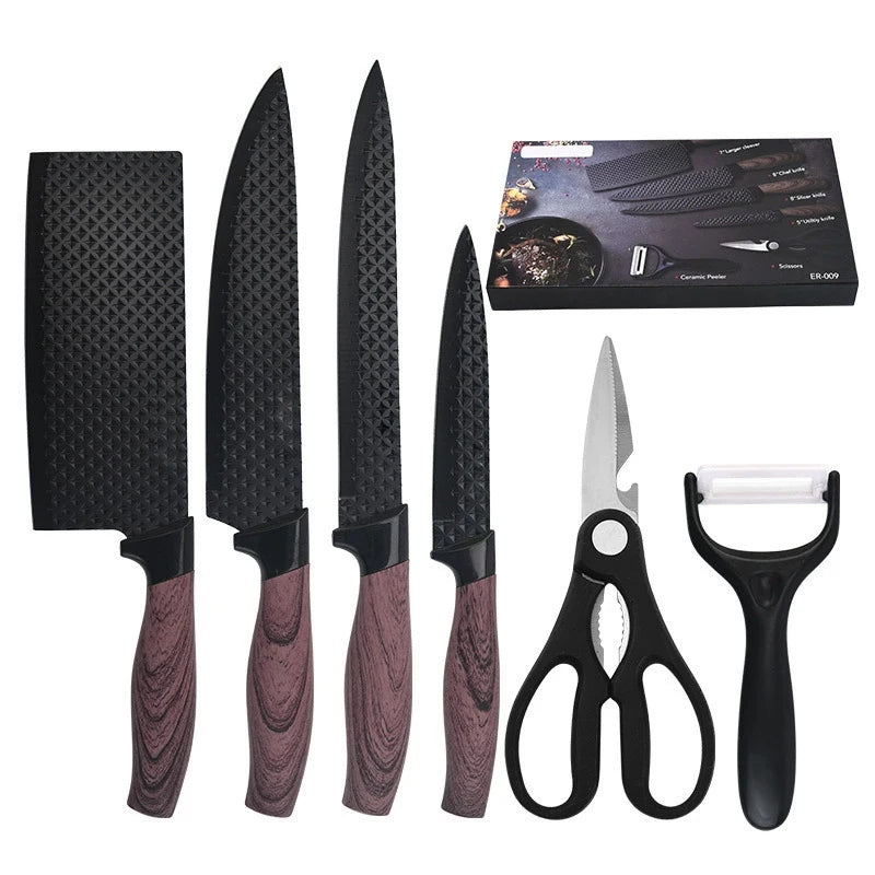 6-Piece Hammer-Textured Kitchen Knife Set | Stainless Steel Kitchen Knife Set Axl 6PCS