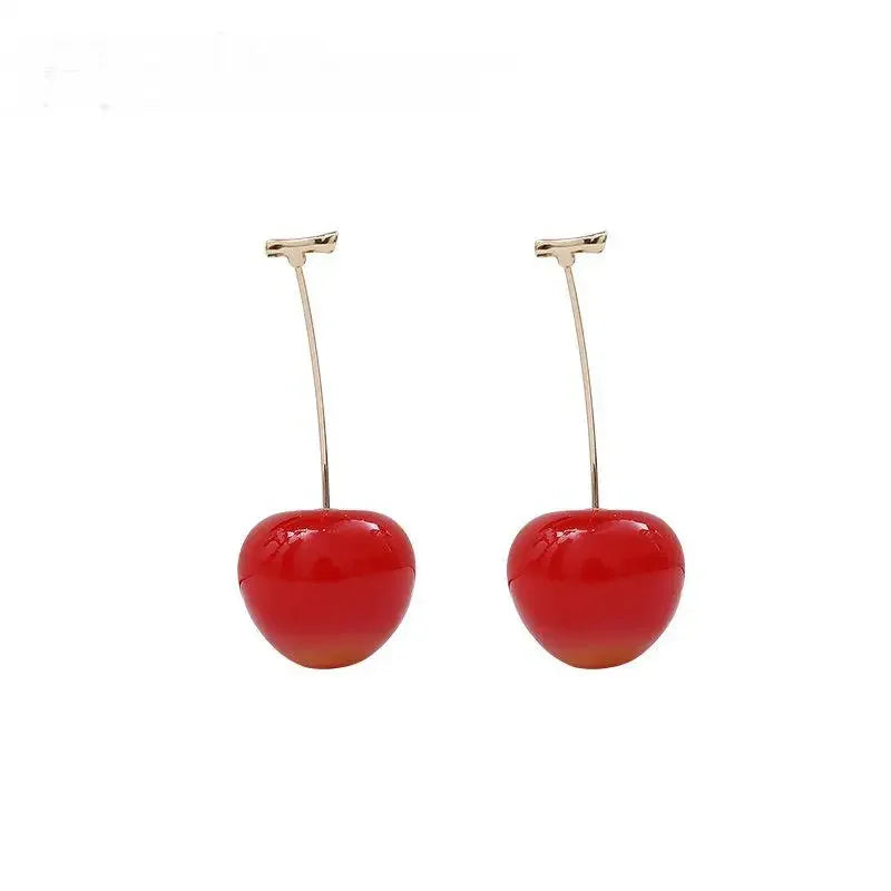 Red Cherry Drop Earrings – Cute Fruit Stud Women's Jewelry Fashion Drop Earrings Axl Red