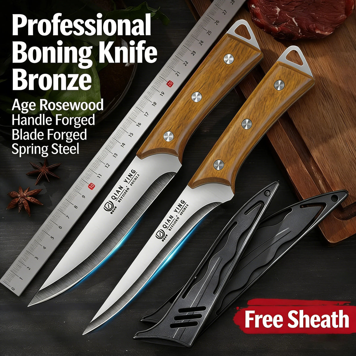 Stainless Steel Carving Knife – Wooden Handle & Blade Guard Kitchen Carving Knife Axl
