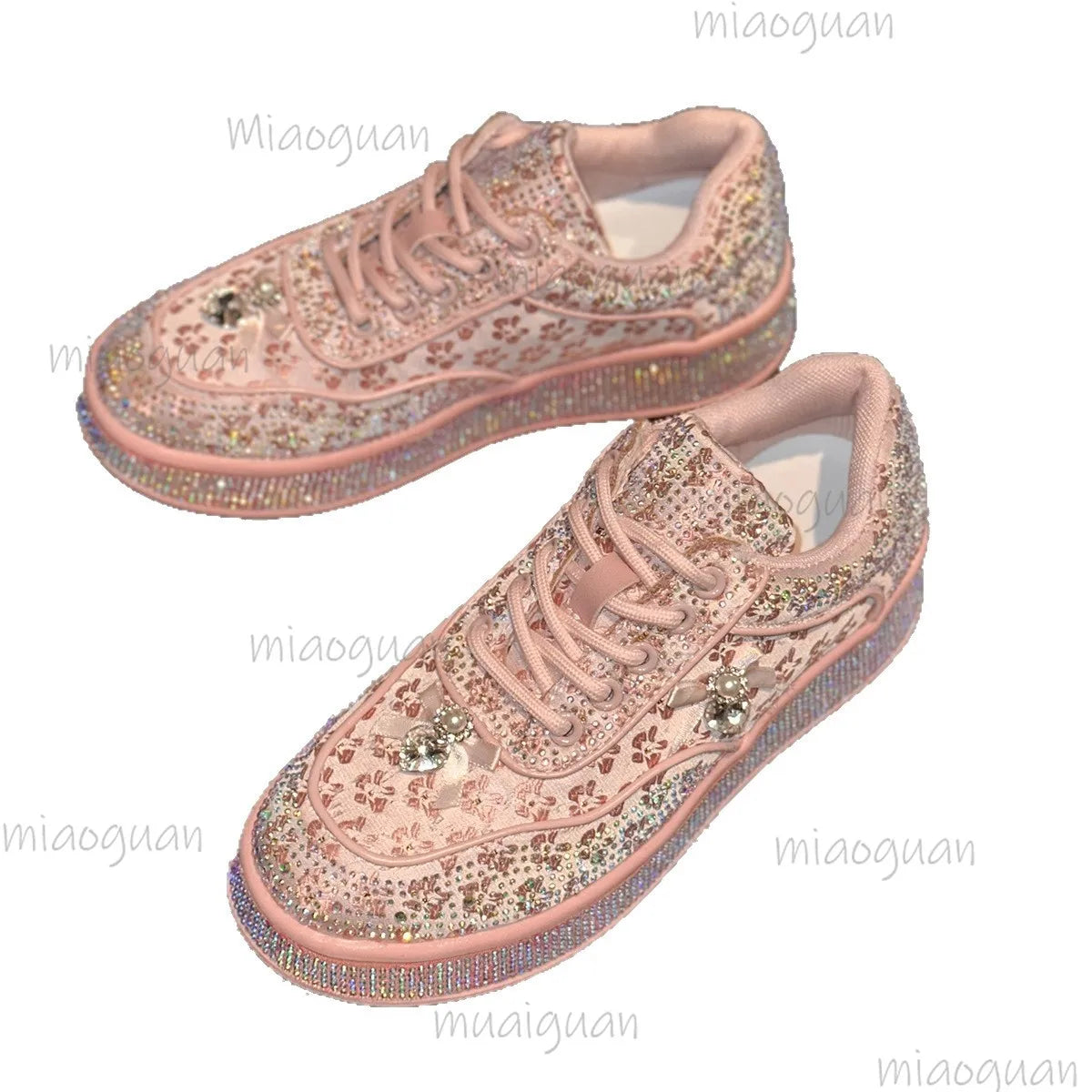 Women's Rhinestone Platform Sneakers – Plus Size Bling Shoes Platform Sneakers Axl