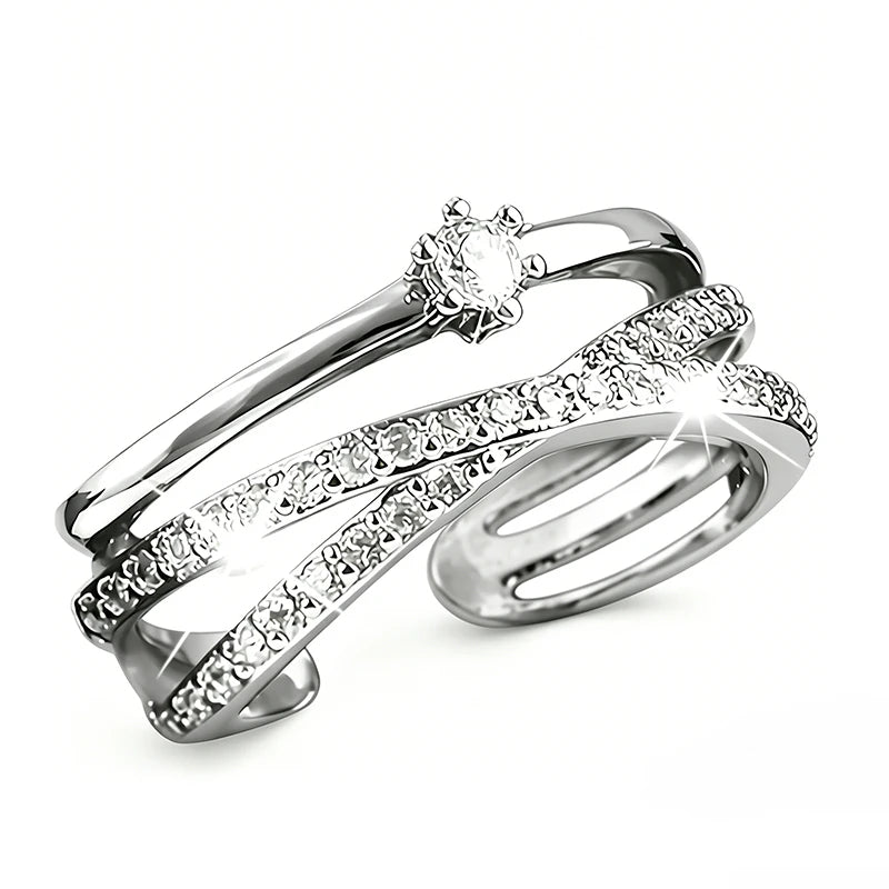 Huitan Cross Ring for Women – Cubic Zirconia Pave Band Fashion Ring Axl