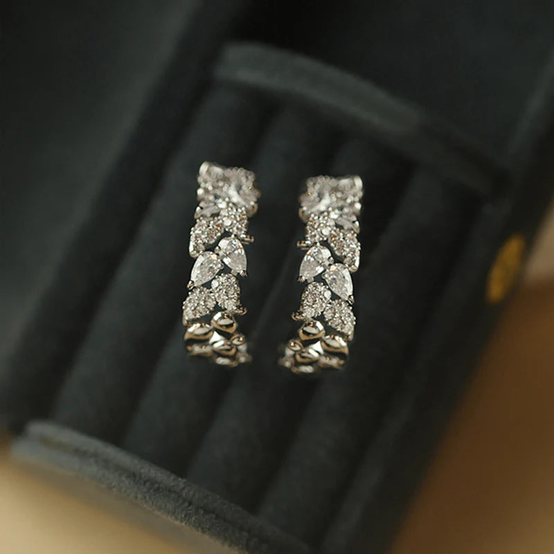 Huitan Silver Hoop Earrings – Cubic Zirconia Fashion Jewelry Hoop Earrings Axl