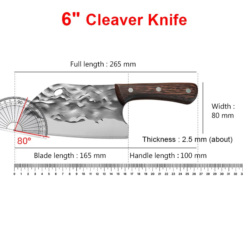 Forged Meat Cleaver Chef Knife – Stainless Steel Wooden Handle Meat Cleaver Knife Axl