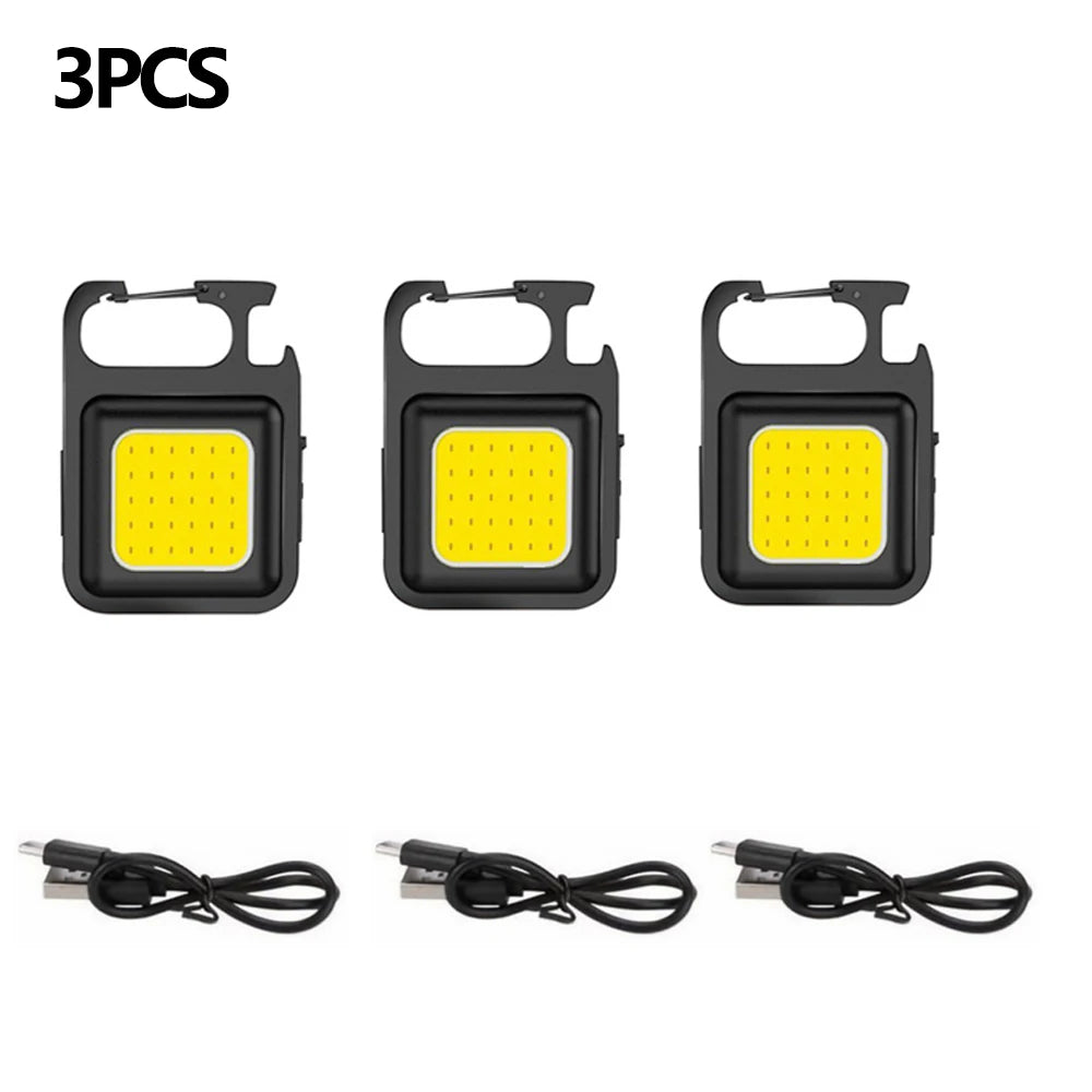 Portable COB Keychain Flashlight – 4 Modes, Magnet, USB Rechargeable COB Keychain Flashlight Axl 3pcs