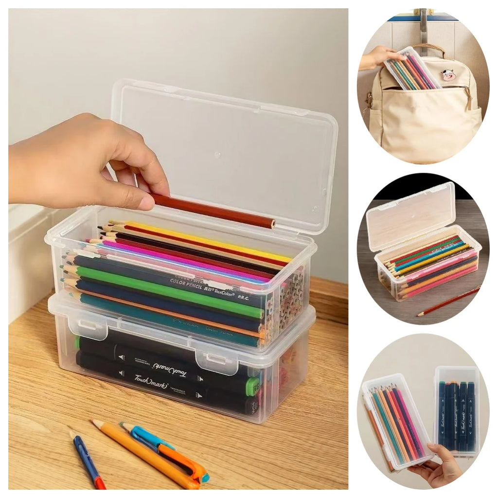Clear Stackable Plastic Organizer Box – Jewelry & Pen Storage Plastic Storage Box Axl