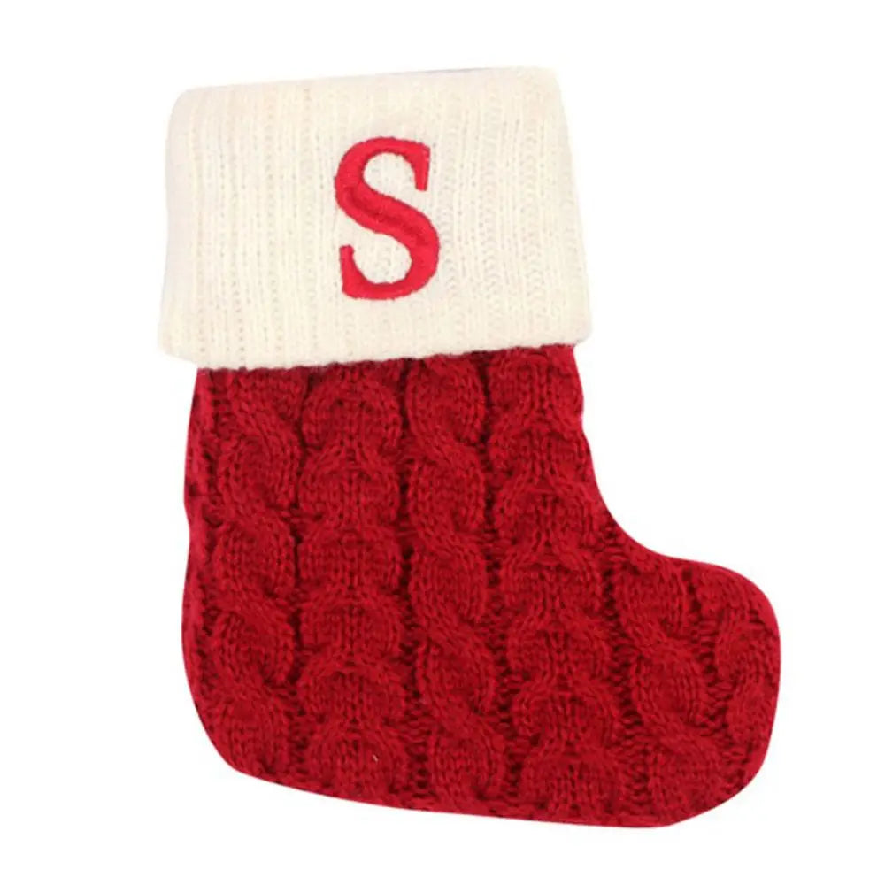 Knitted Christmas Stocking – Alphabet Letter Xmas Décor Gift