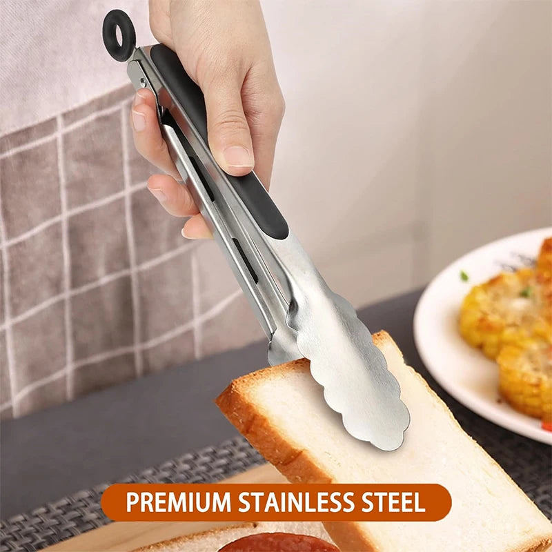 2-Pack Stainless Steel Locking Kitchen Tongs – 9 & 12 Inch Kitchen Tongs Set Axl