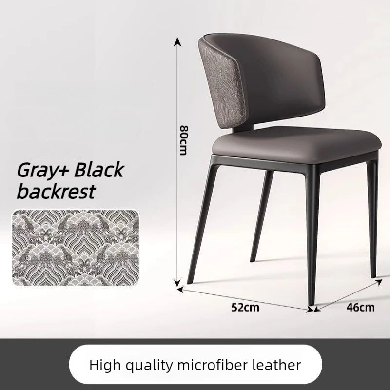 Minimalist Modern Dining Chair – Nordic Leather & Metal Frame Dining Chair Axl Grey-Black Backrest