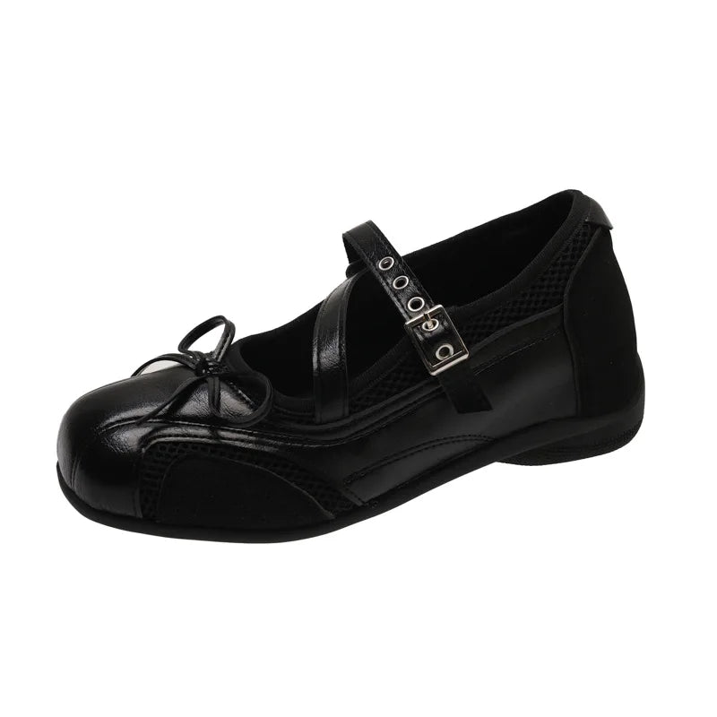 Women's Square Toe Butterfly Mary Jane Loafers | Buckle Strap Mary Jane Loafers Axl Black 40