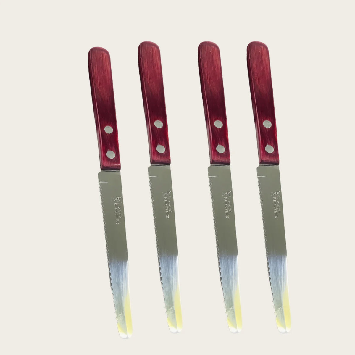 Stainless Steel Steak Knife – Red Polywood Handle | Dishwasher Safe Steak Knife Axl 4 Pc