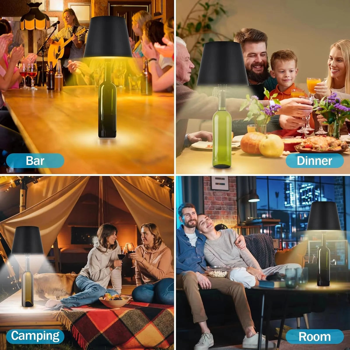 USB Rechargeable Bottle Table Lamp | Touch Control 3-Color LED LED Table Lamp Axl