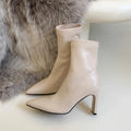 Women's High Heel Pointed Toe Ankle Boots | Korean Style Ankle Boots Axl Beige 39