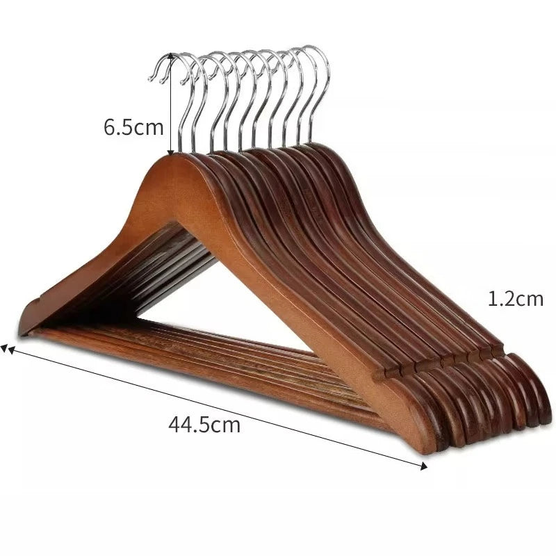 Wooden Clothes Hangers Set of 10 – Retro Closet Organizer Wooden Clothes Hangers Axl Walnut Color x10
