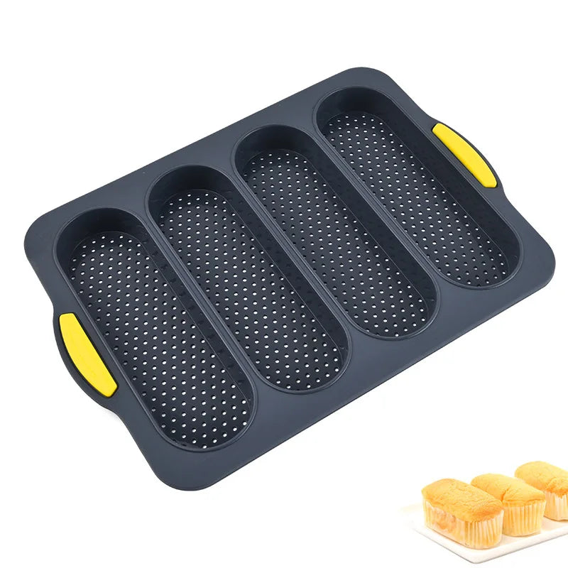 4-Grid Silicone Bread & Cake Mold – Rectangular Baking Pan Silicone Baking Mold Axl