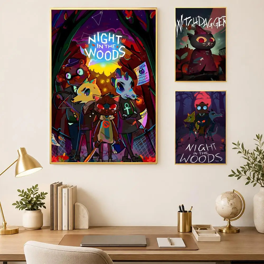 Game Night in the Wood Self-Stick HD Wall Art Poster Wall Art Poster Axl