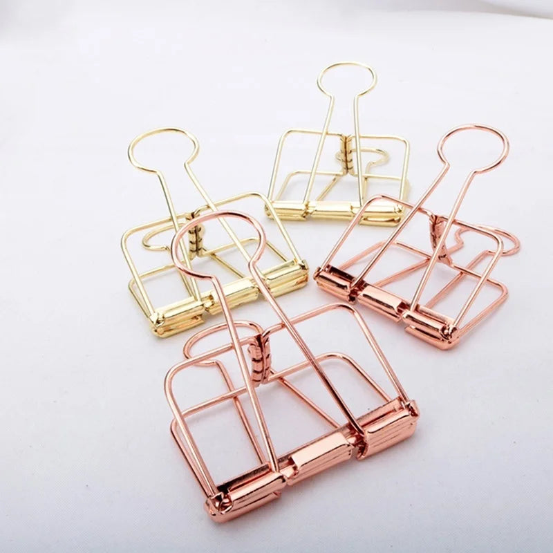 5-Pack Rose Gold Binder Clips – Metal Paper Clips for Office & School Metal Binder Clips Axl