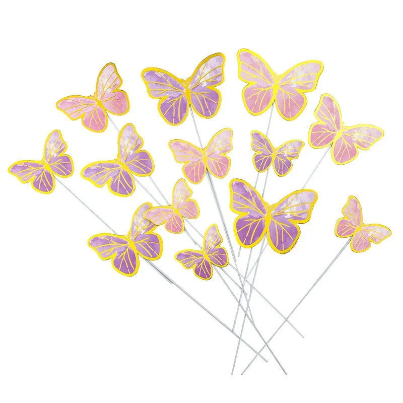 10-Piece Butterfly Cake Toppers – Gilt-Edge Birthday & Wedding Cake Topper Set Axl