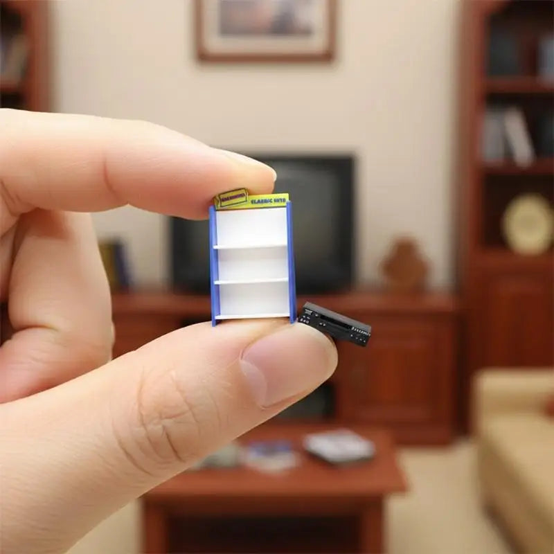 1/12 Dollhouse Retro Recorder & Video Tape Shelf Miniature Set Dollhouse Miniature Set Axl