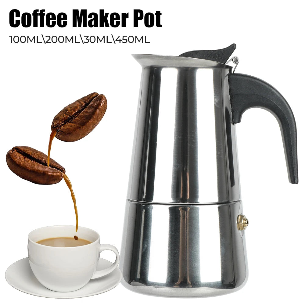 Stainless Steel Moka Pot – Stovetop Espresso Maker 2–9 Cup Moka Pot Axl