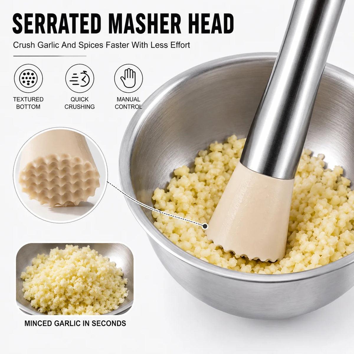 Stainless Steel Mortar & Pestle Set with Splash Guard Lid Mortar & Pestle Set Axl