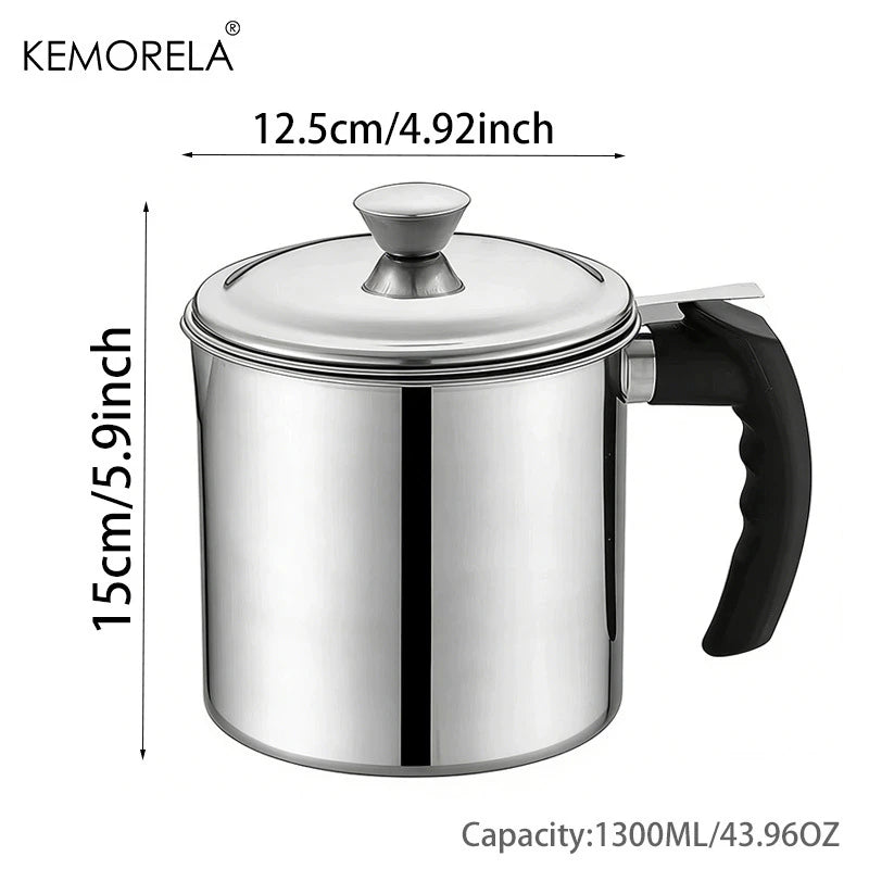 KEMORELA Stainless Steel Oil Filter Pot 1.1/1.3L with Strainer Oil Filter Pot Axl