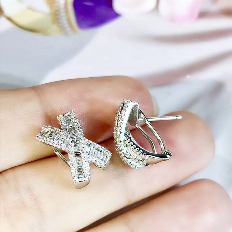 Huitan X Cross CZ Stud Earrings – Sparkling Women's Jewelry CZ Stud Earrings Axl