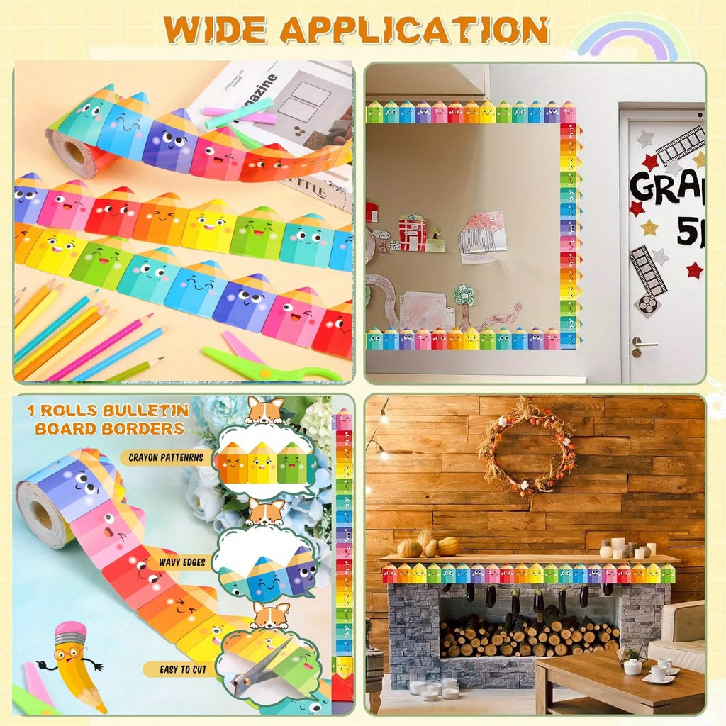 Self-Adhesive Bulletin Board Border Pencil Design 2-Pack Bulletin Board Border Axl