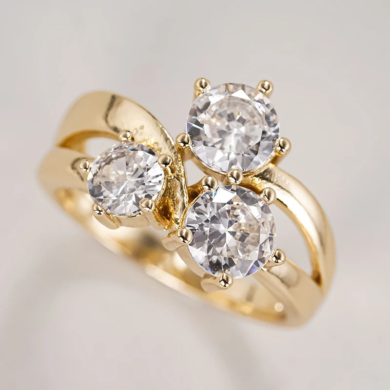 Huitan Triple CZ Sparkling Ring – Women's Wedding & Engagement CZ Fashion Ring Axl