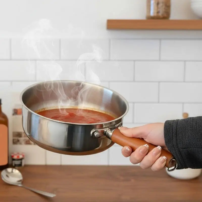 Stainless Steel Mini Saucepot with Wood Handle & Spoon Mini Saucepot Axl