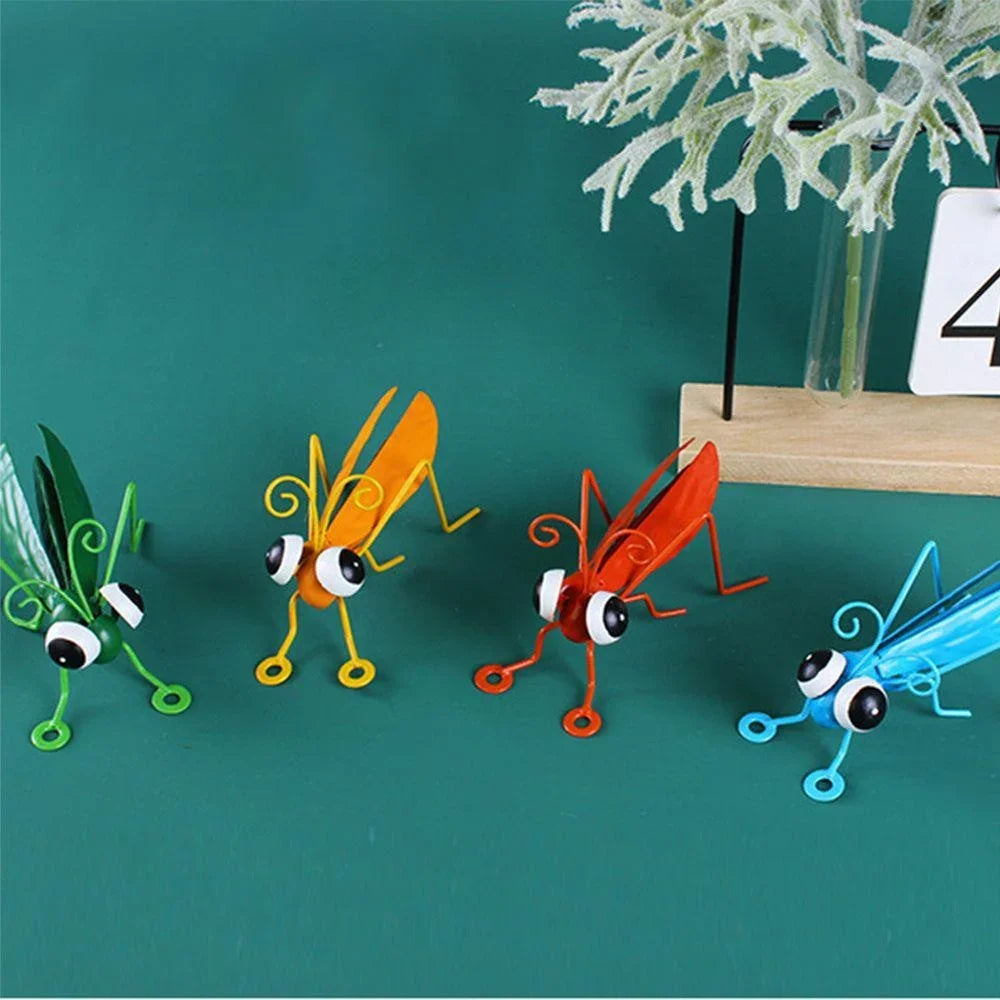 Colorful Metal Grasshopper Garden Sculpture & Outdoor Wall Art Garden Sculpture Axl