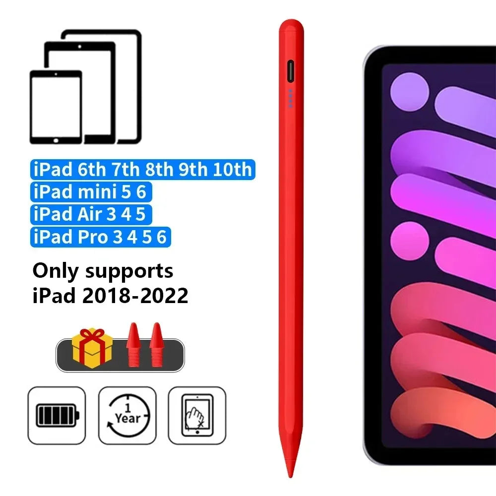 iPad Stylus Pen – LED Power Display & Palm Rejection 2018–2025 iPad Stylus Pen Axl ZP4-A-red