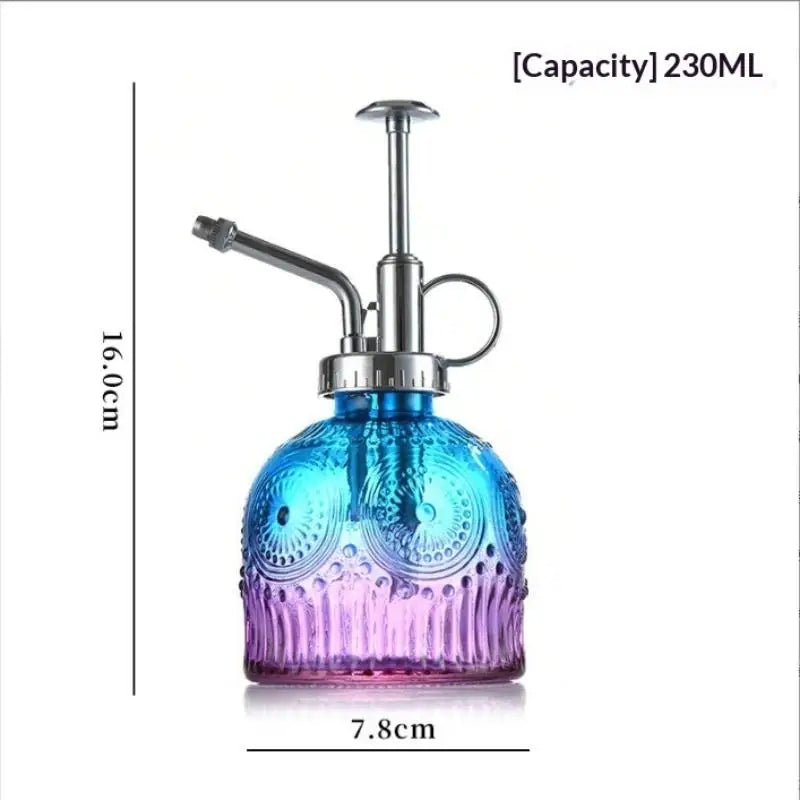 Vintage Glass Plant Mister Spray Bottle – Retro Embossed Design Plant Mister Bottle Axl silver Purple