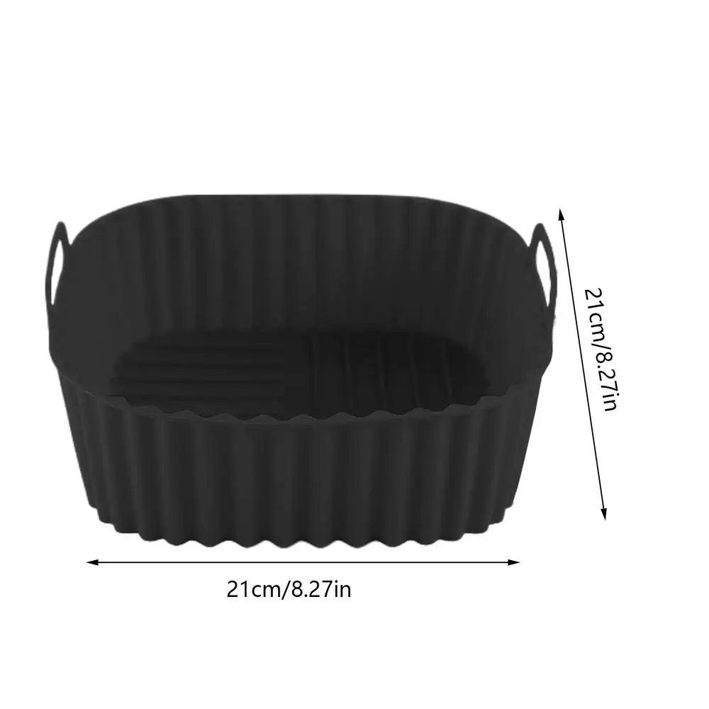 Non-Stick Silicone Air Fryer Liner – Square Baking Tray 8.27" Silicone Baking Liner Axl Black