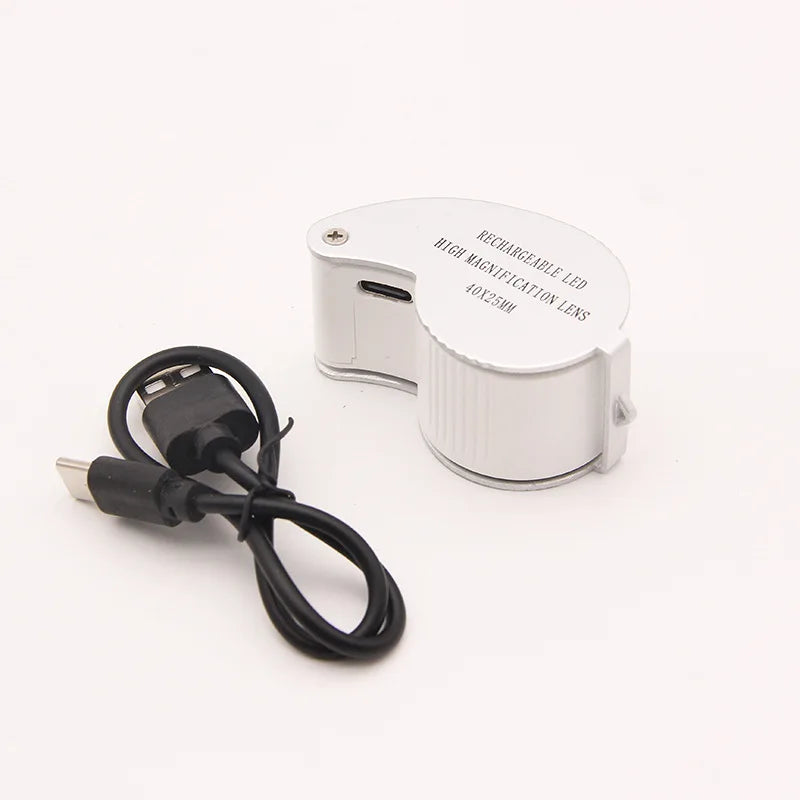 40X 60X LED Magnifier – USB Rechargeable Portable Loupe LED Magnifying Loupe Axl