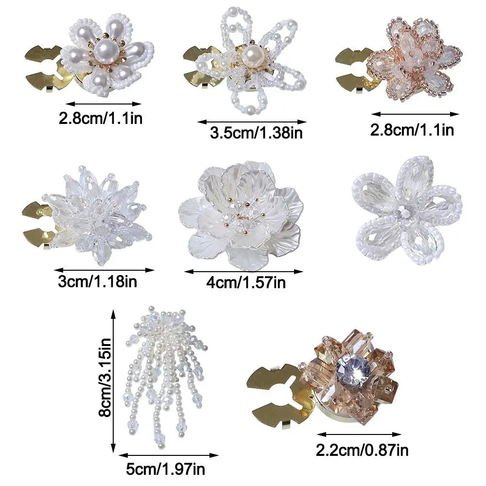 Pearl Button Covers – Alloy Rhinestone Flower DIY Shirt Decor Button Covers Axl