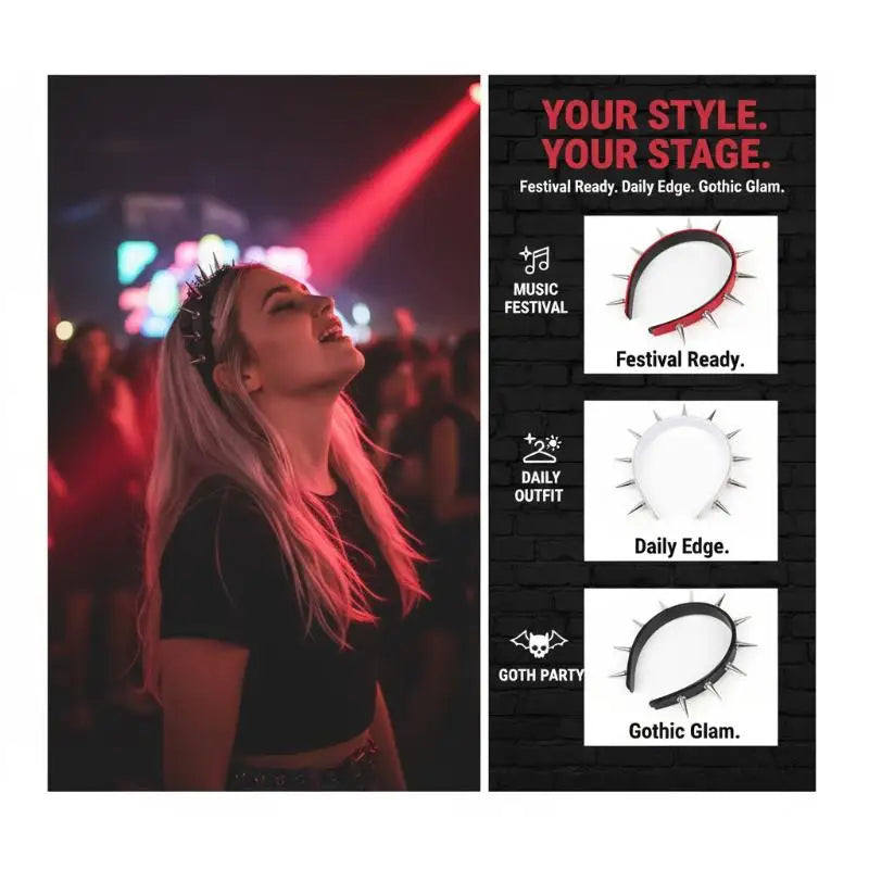 Gothic Punk Lace Rivet Headband – Cosplay & Party Accessory Lace Rivet Headband Axl