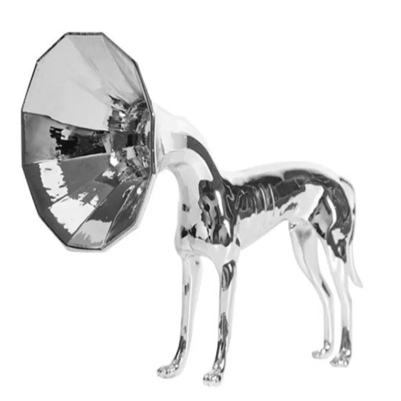 Nordic Trumpet Dog Figurine – Modern Metal Sculpture Décor Decorative Figurine Axl Sliver