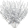 6 Artificial Eucalyptus Branch Stems – Faux Greenery Decor Artificial Greenery Stems Axl Silver