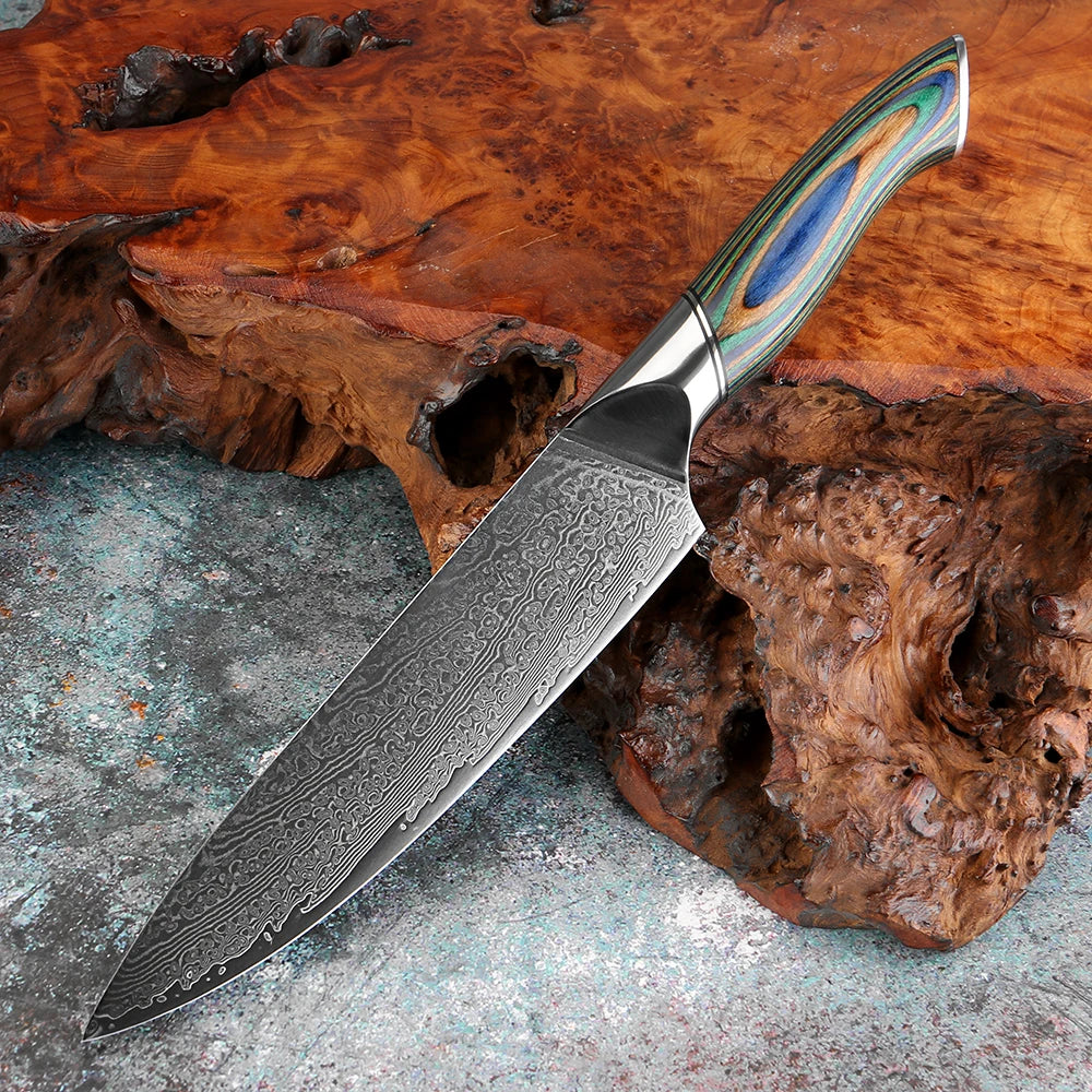 Damascus Steel Knife Set | VG-10 Japanese Chef Knives Damascus Knife Set Axl