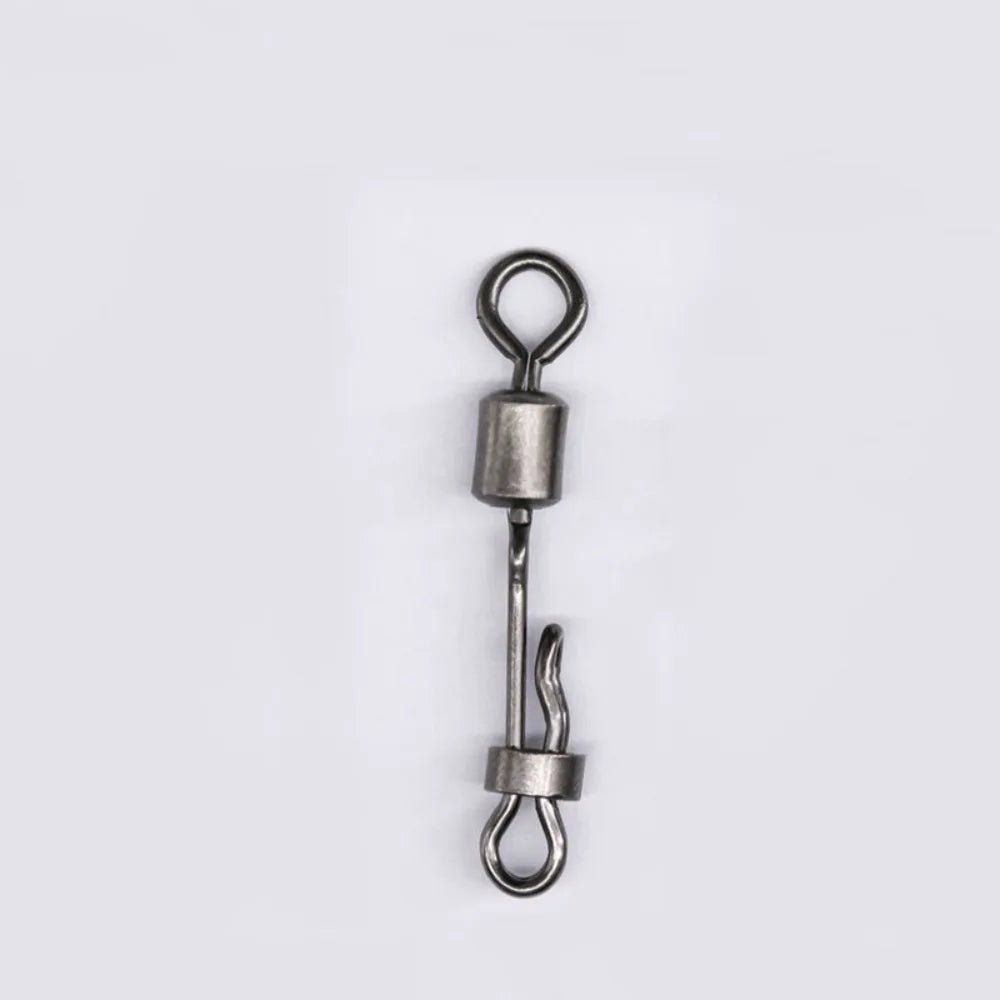 Rolling Swivel with Lock Snap – 10 Pcs Fishing Connectors Fishing Swivel Connector Axl