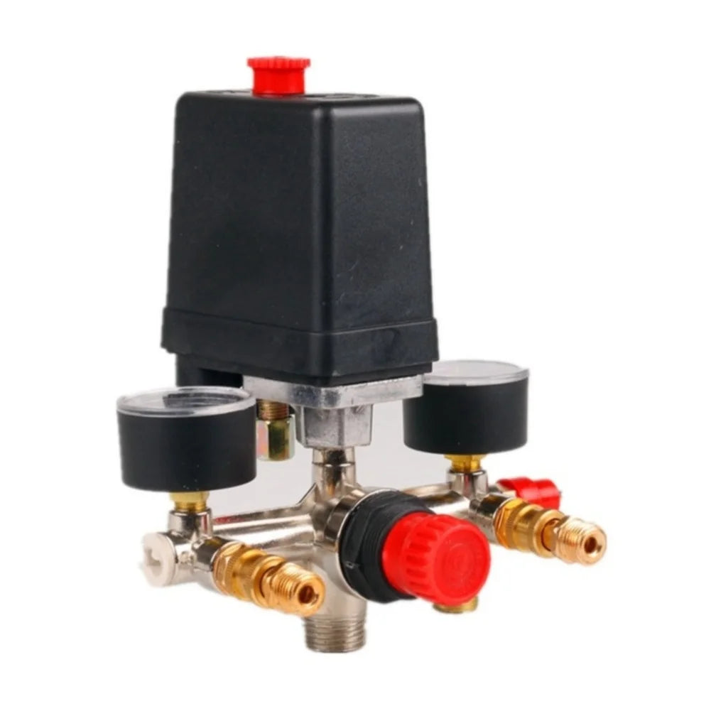 90–120 PSI Air Compressor Pressure Switch Valve & Dual Gauges Pressure Switch Valve Axl