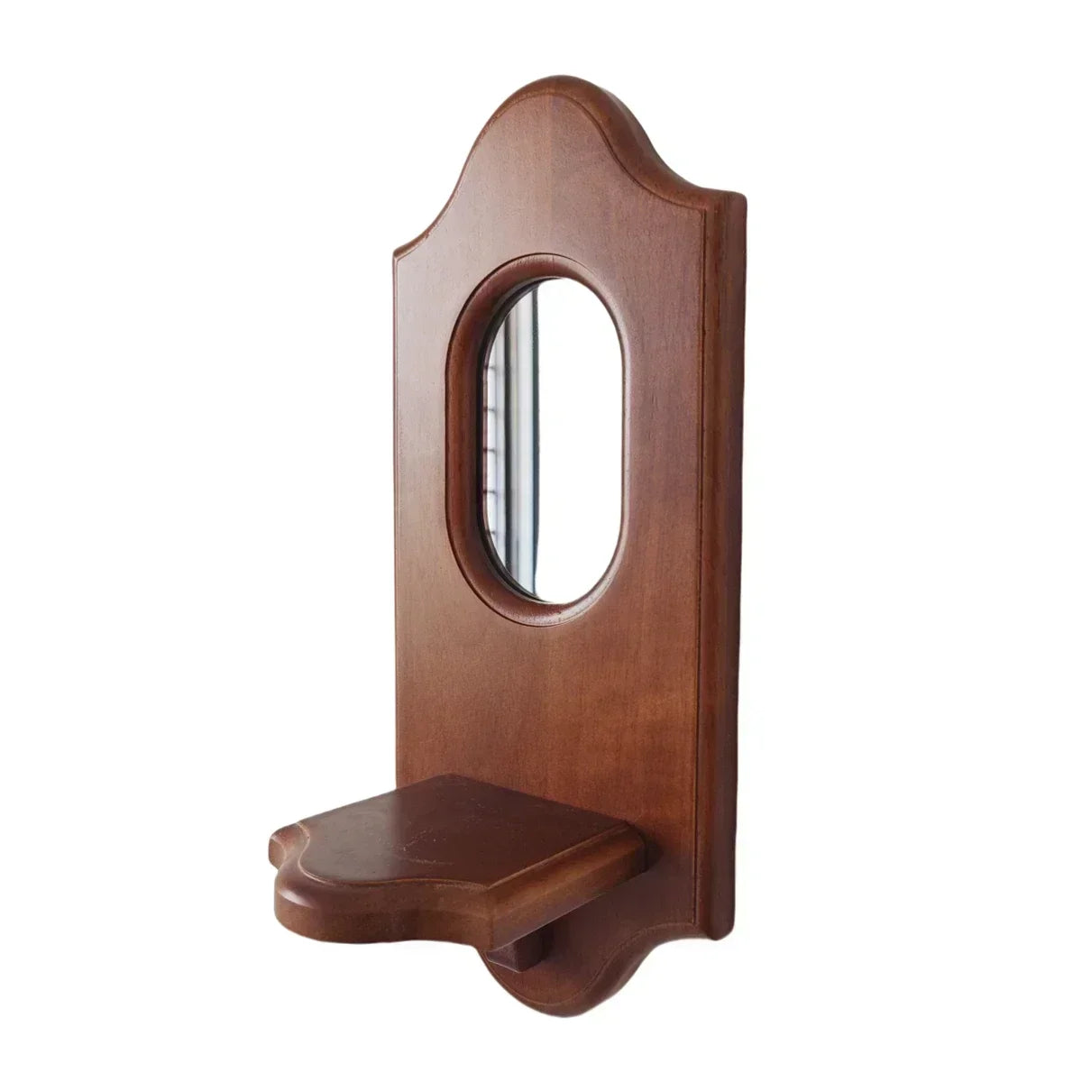 Vintage Wall Mirror with Shelf – Wood Candle Holder Wall Rack Decorative Wall Mirror Axl Brown