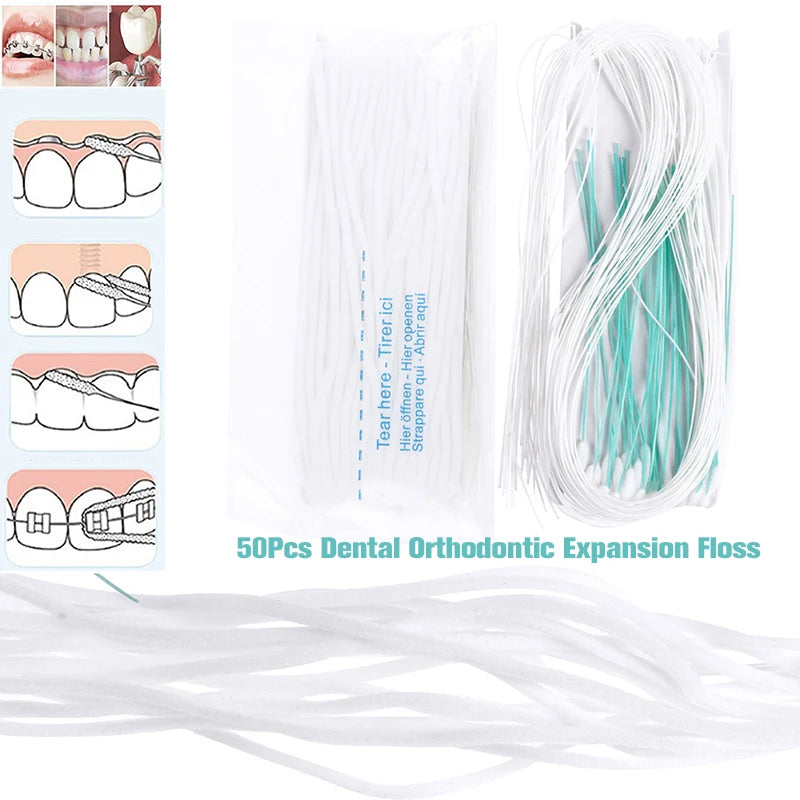 50-Pack Dental Floss Threaders for Braces, Bridges & Implants Dental Floss Threader Axl