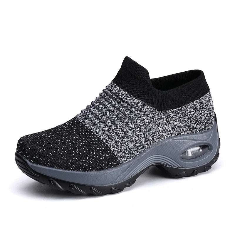 Women's Mesh Slip-On Sneakers | Breathable Thick Sole Shoes Women's Sneakers Axl Gray 42