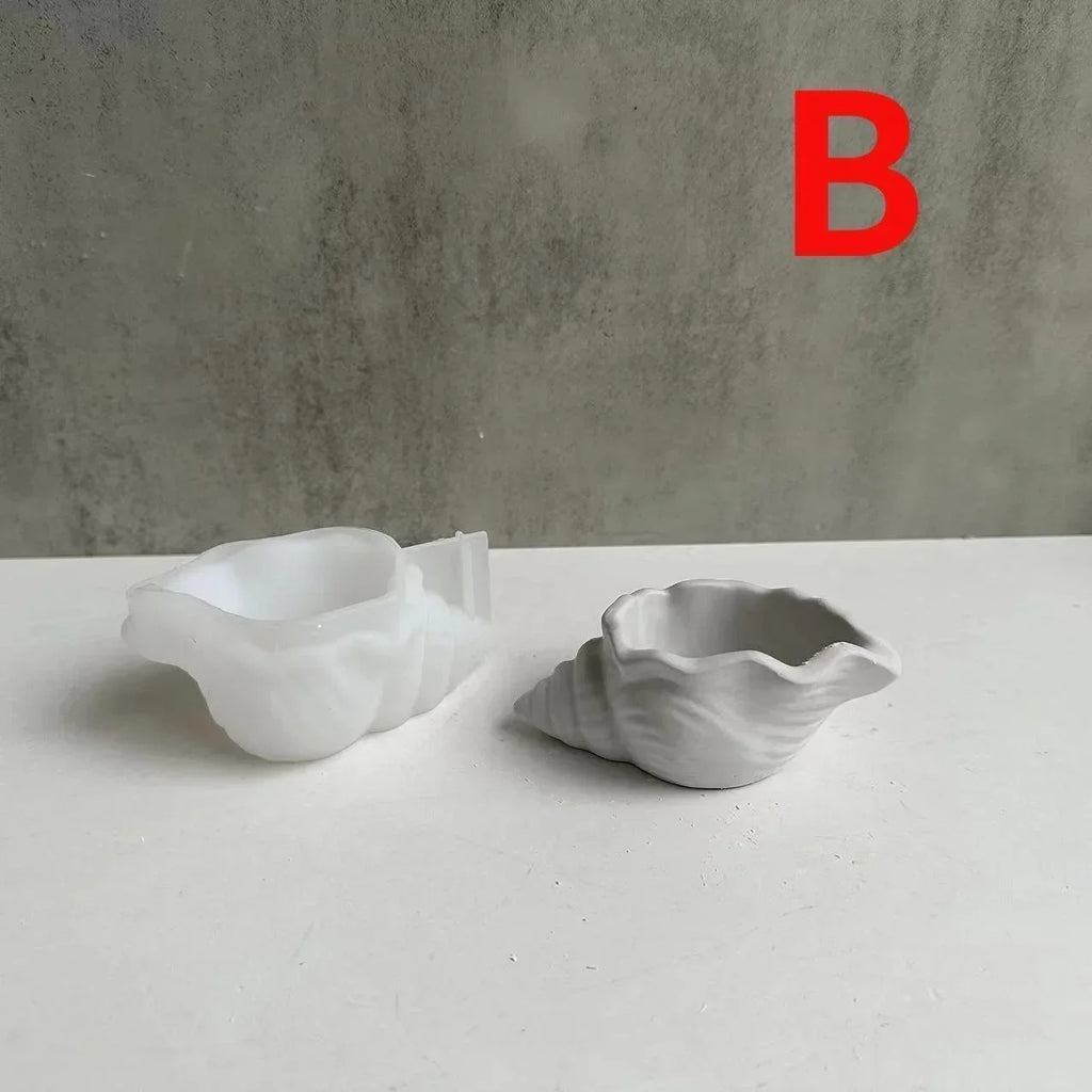 Conch Silicone Mold – Concrete, Resin & Plaster Flower Pot DIY Craft Silicone Mold Axl B