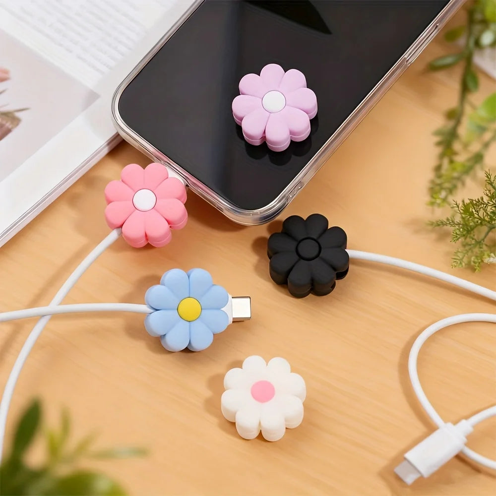 Silicone Flower Cable Protector 5/10 Pack – iPhone & USB-C Cable Protector Cover Axl