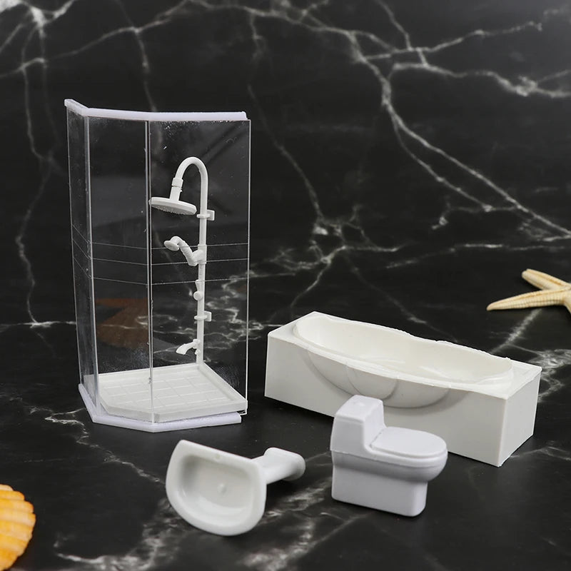 1:25 Dollhouse Miniature Bathroom Set – Toilet, Tub & Sink Dollhouse Accessory Set Axl